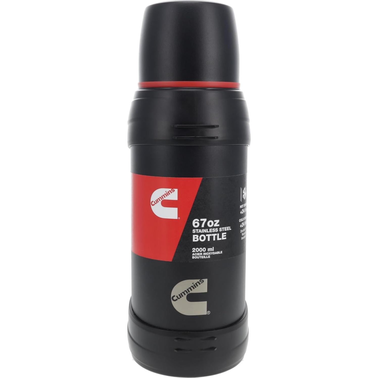 Botella de Agua Aislada Cummins 2 Litros Acero Inoxidable Negra