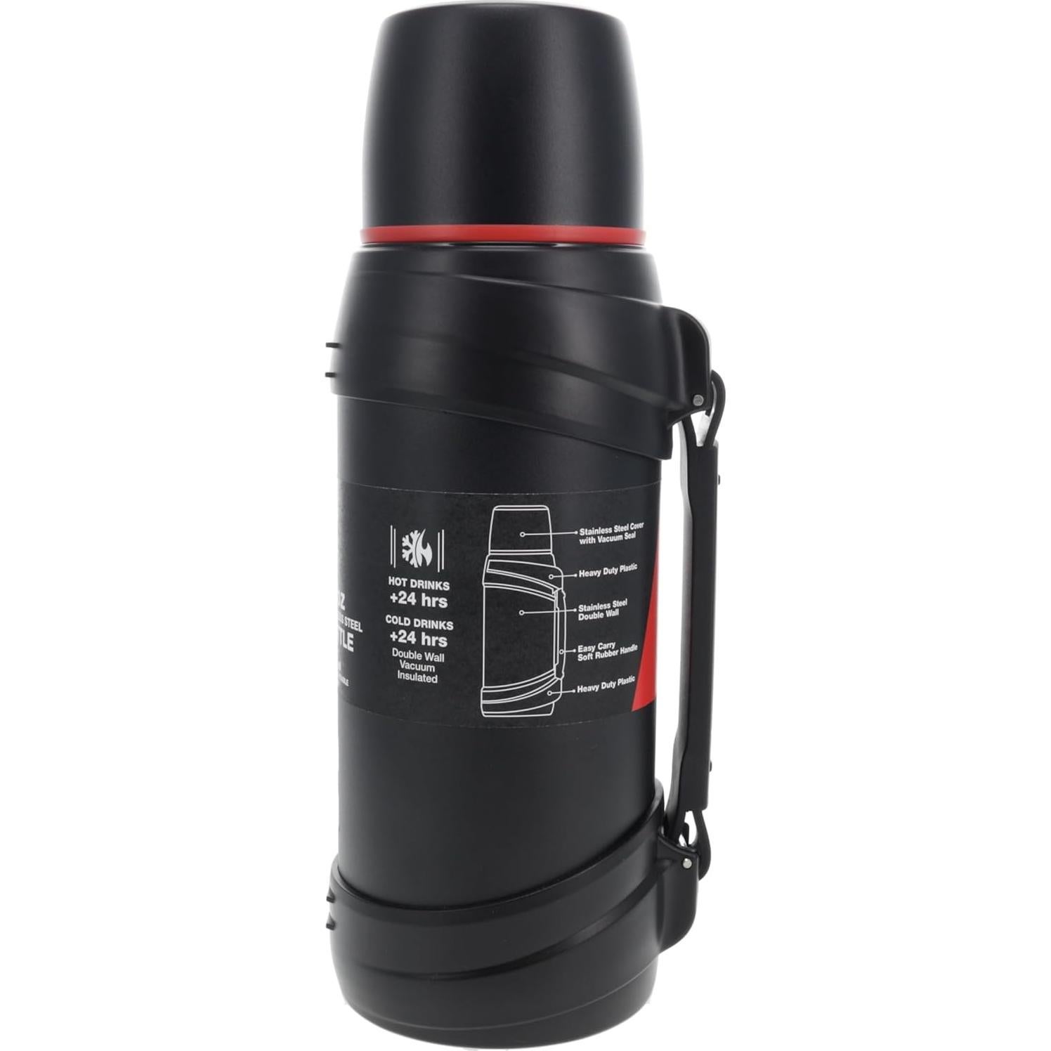 Botella de Agua Aislada Cummins 2 Litros Acero Inoxidable Negra