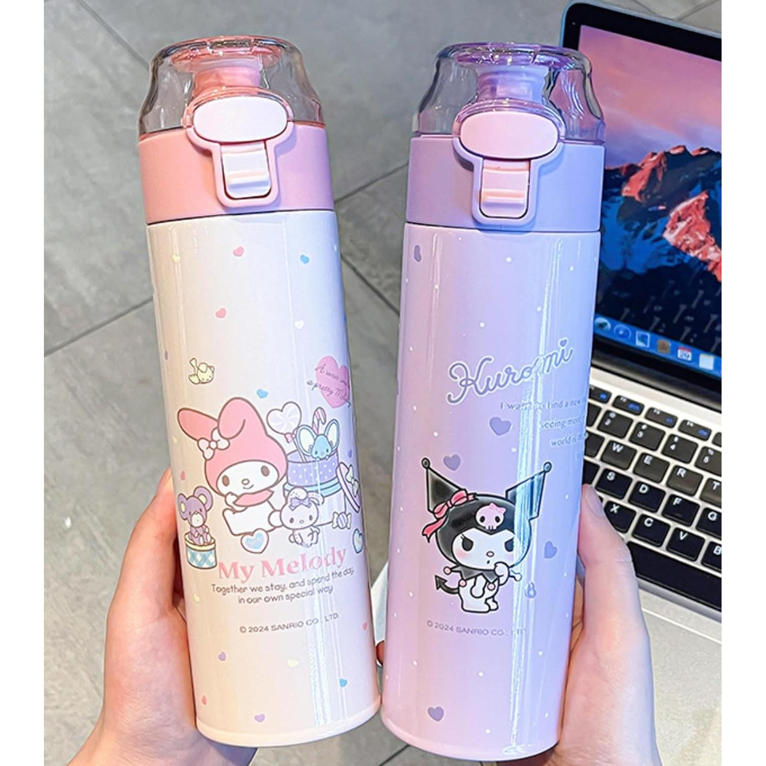 Botella de Agua Aislada Many Rainbows 480ml Acero Inoxidable Rosa