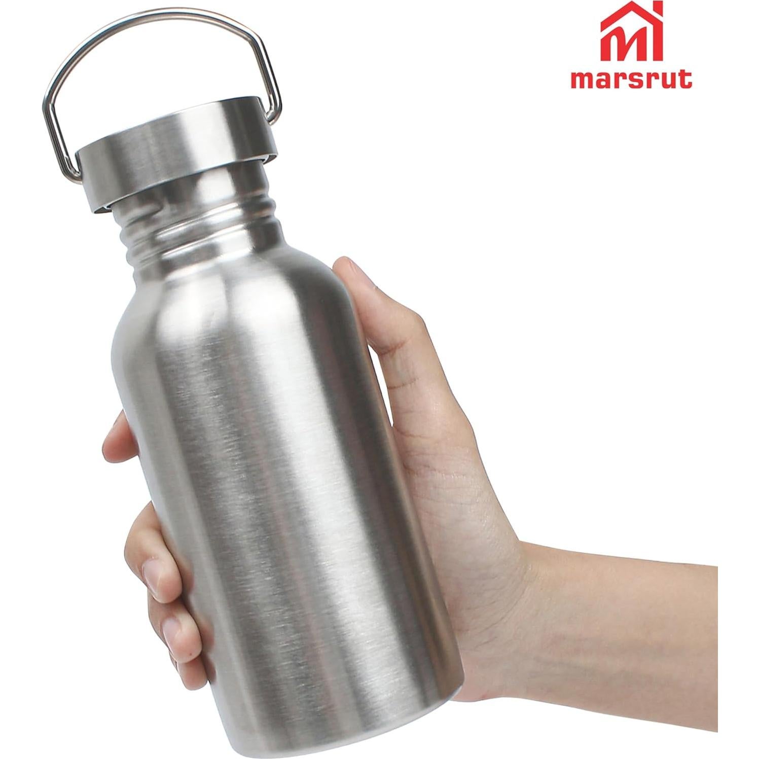 Botella de Agua Acero Inoxidable Marsrut 500ml Sin Aislar Plata