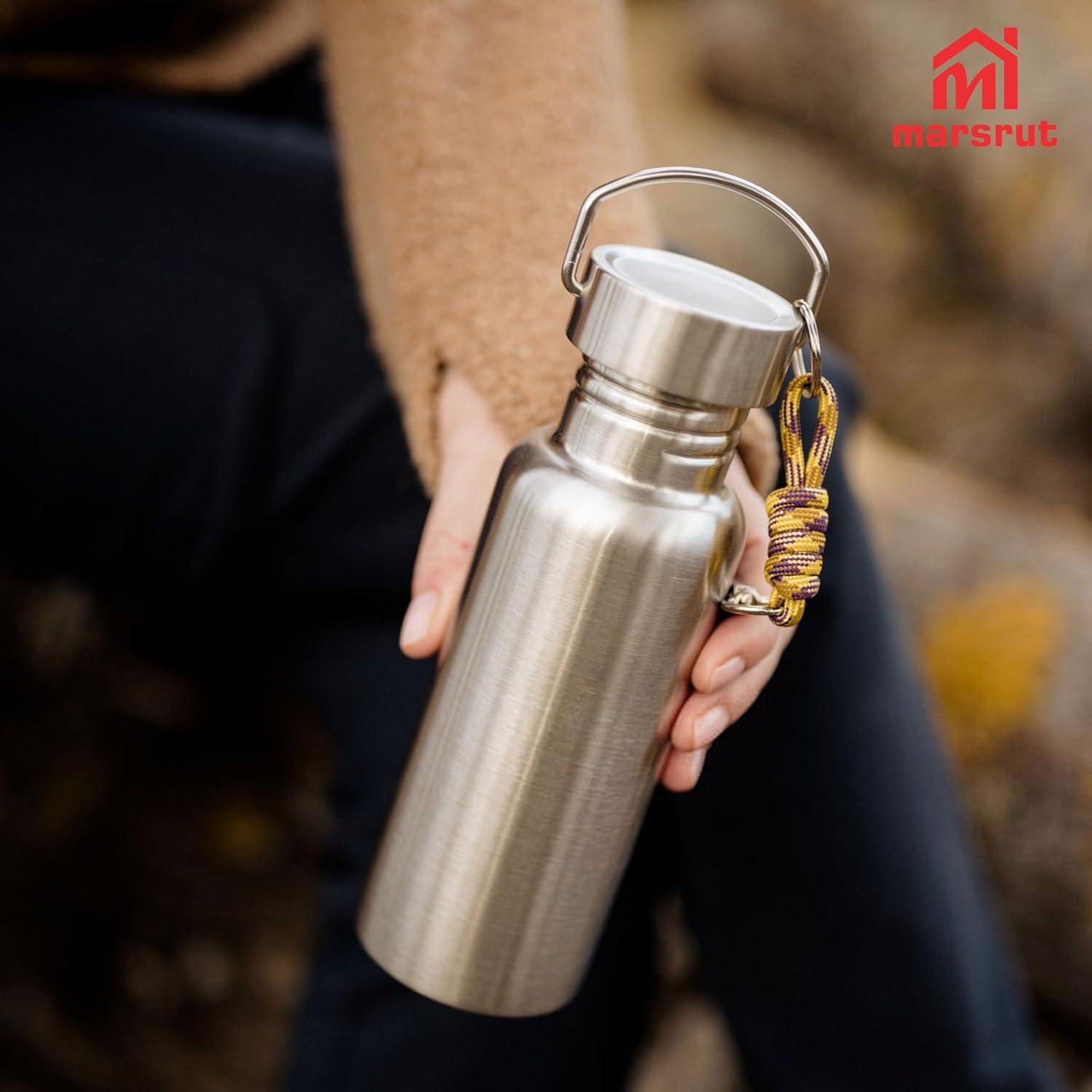 Botella de Agua Acero Inoxidable Marsrut 500ml Sin Aislar Plata