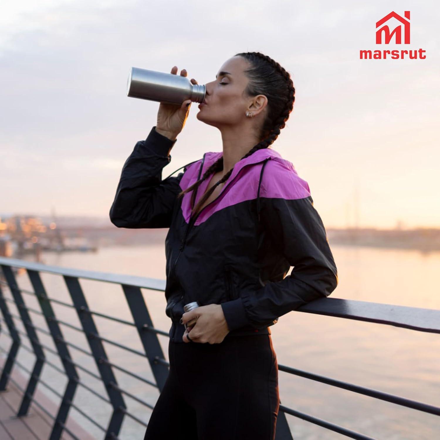 Botella de Agua Acero Inoxidable Marsrut 500ml Sin Aislar Plata