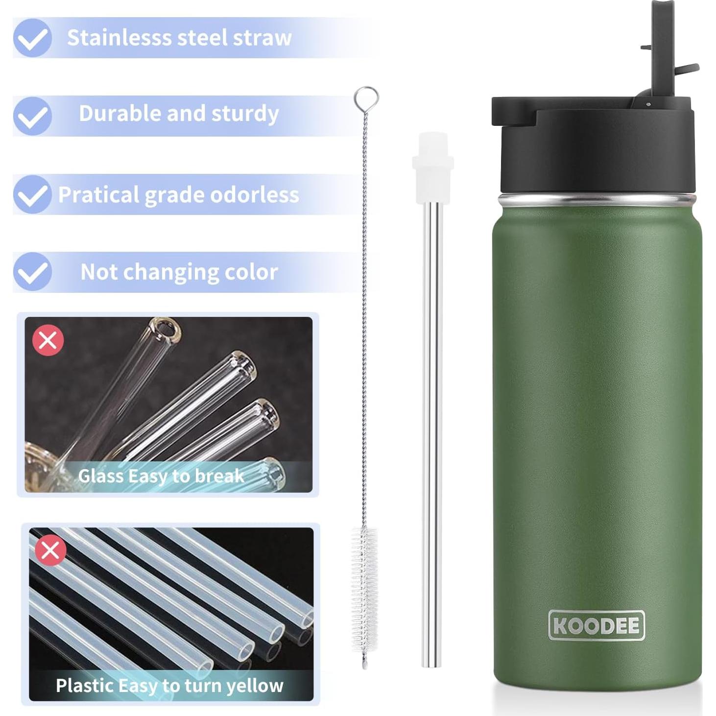 Botella de Agua Aislada Koodee 532 ml Acero Inoxidable Verde