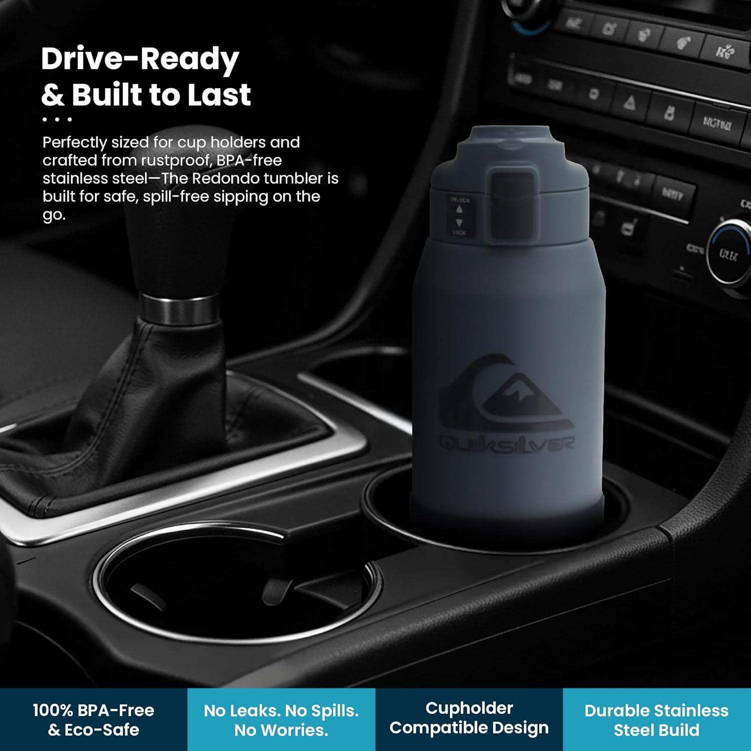 Botella de Agua Quiksilver Redondo 32oz Acero Inoxidable Aislada