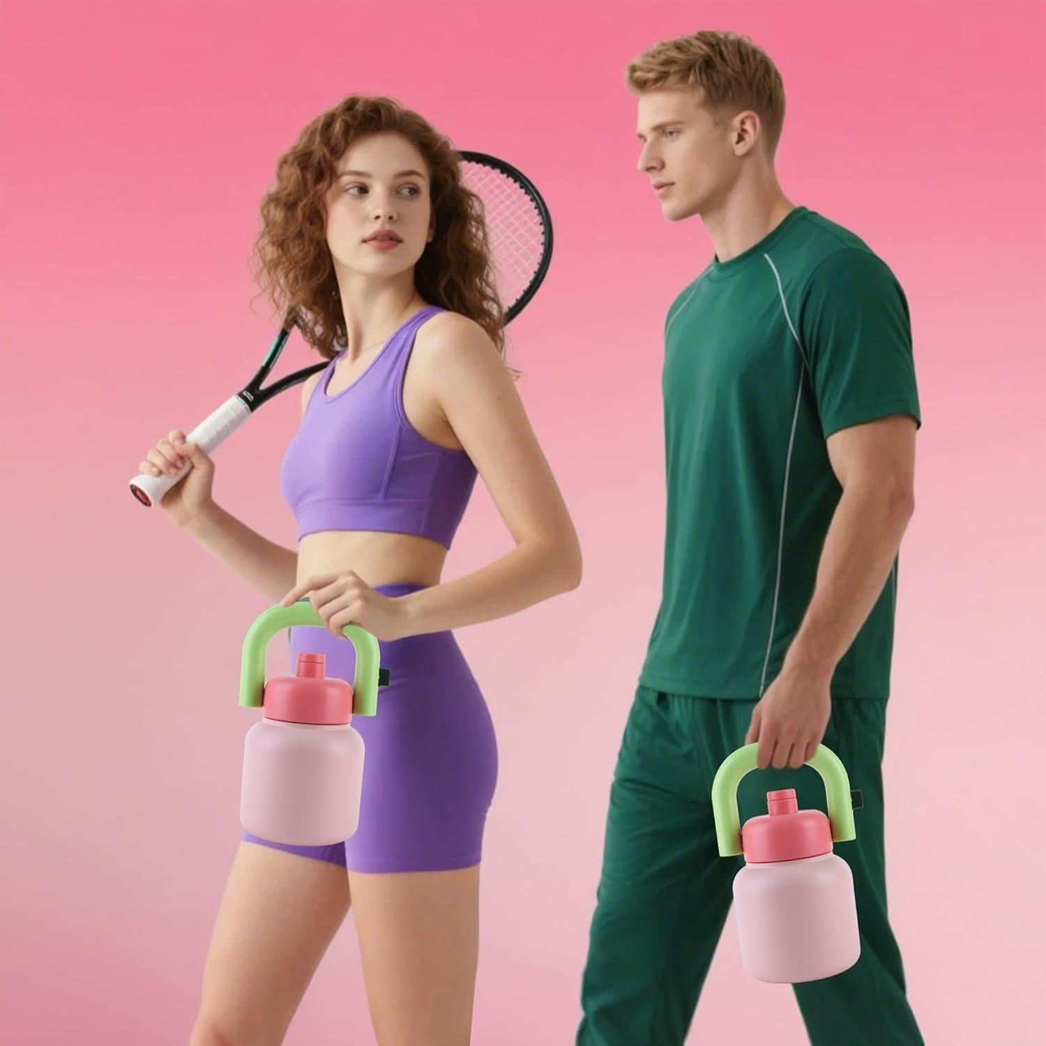 Botella Aislada Lufstd Rosa 0.98L Acero Inoxidable Boca Ancha