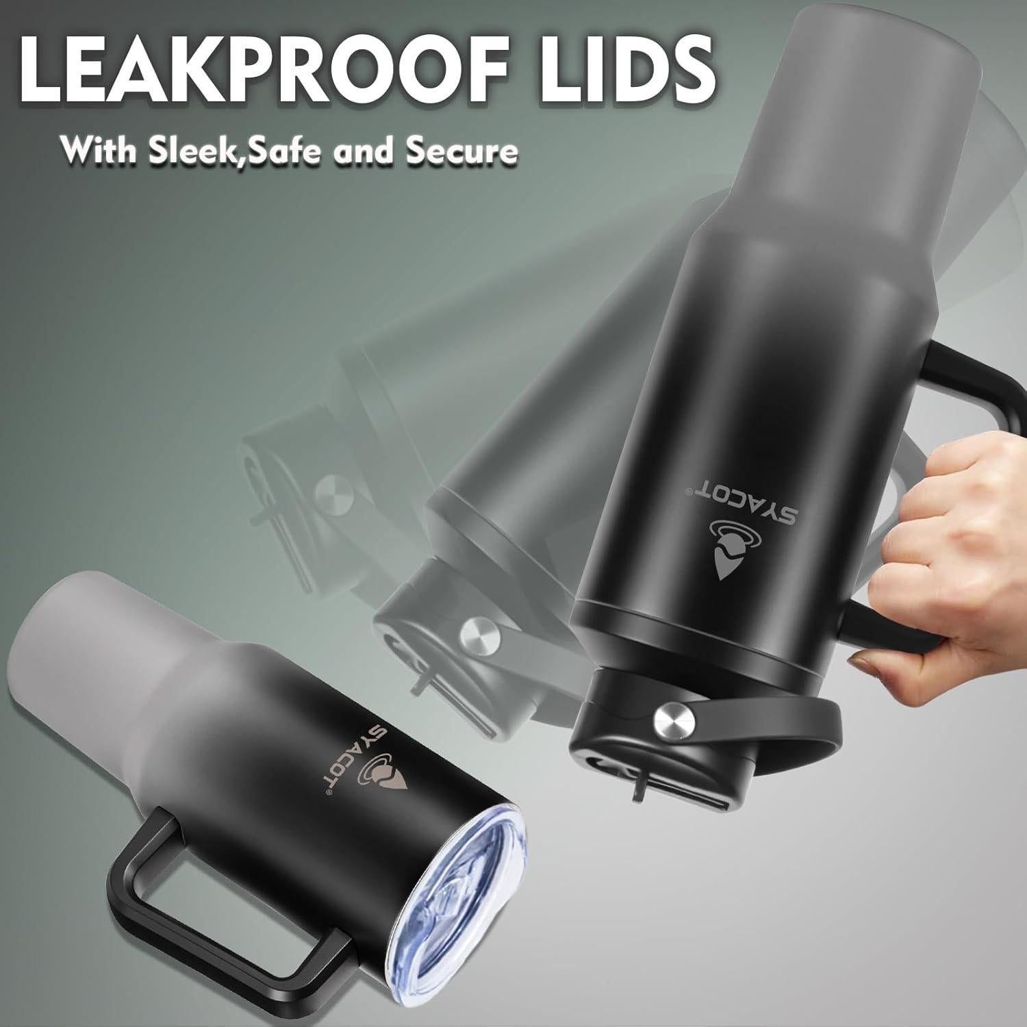 Taza Aislada 40 oz SYACOT con Asa y Popote - Acero Inoxidable