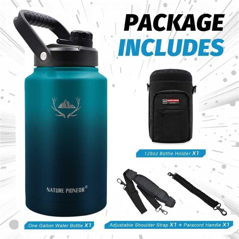 Botella de Agua Aislada NATURE PIONEOR 128 oz Azul Malachite