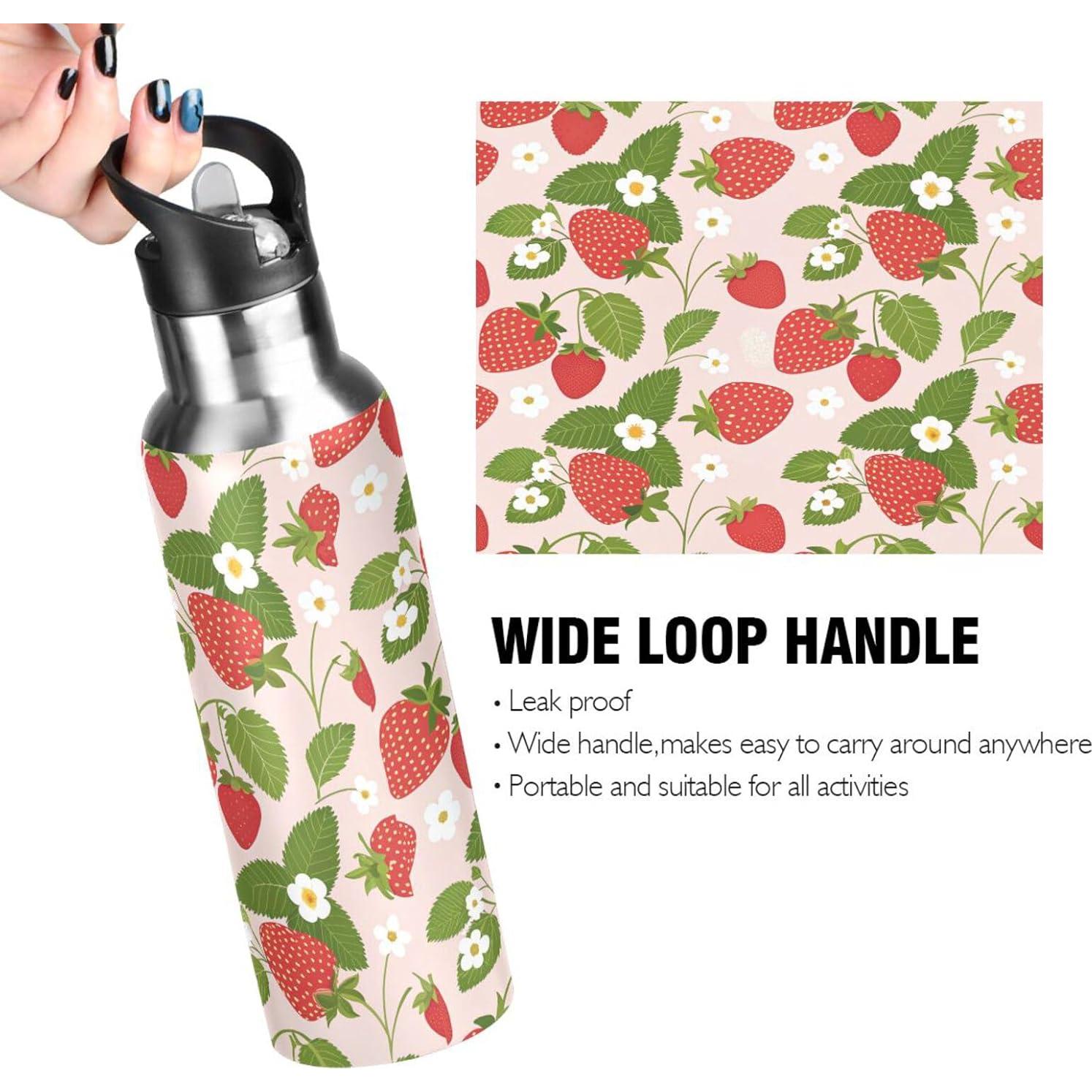 Botella de Agua Aislada Kigai 600ml con Tapa y Popote Libre de BPA