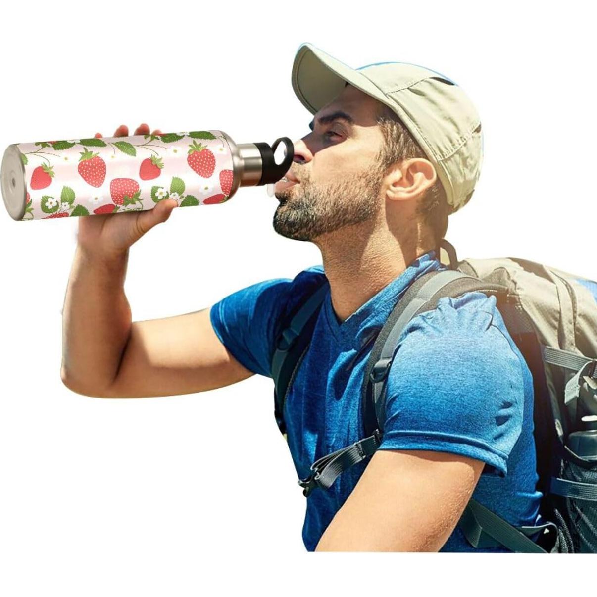 Botella de Agua Aislada Kigai 600ml con Tapa y Popote Libre de BPA