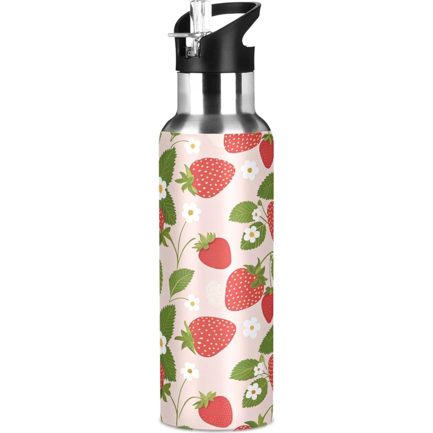 Botella de Agua Aislada Kigai 600ml con Tapa y Popote Libre de BPA