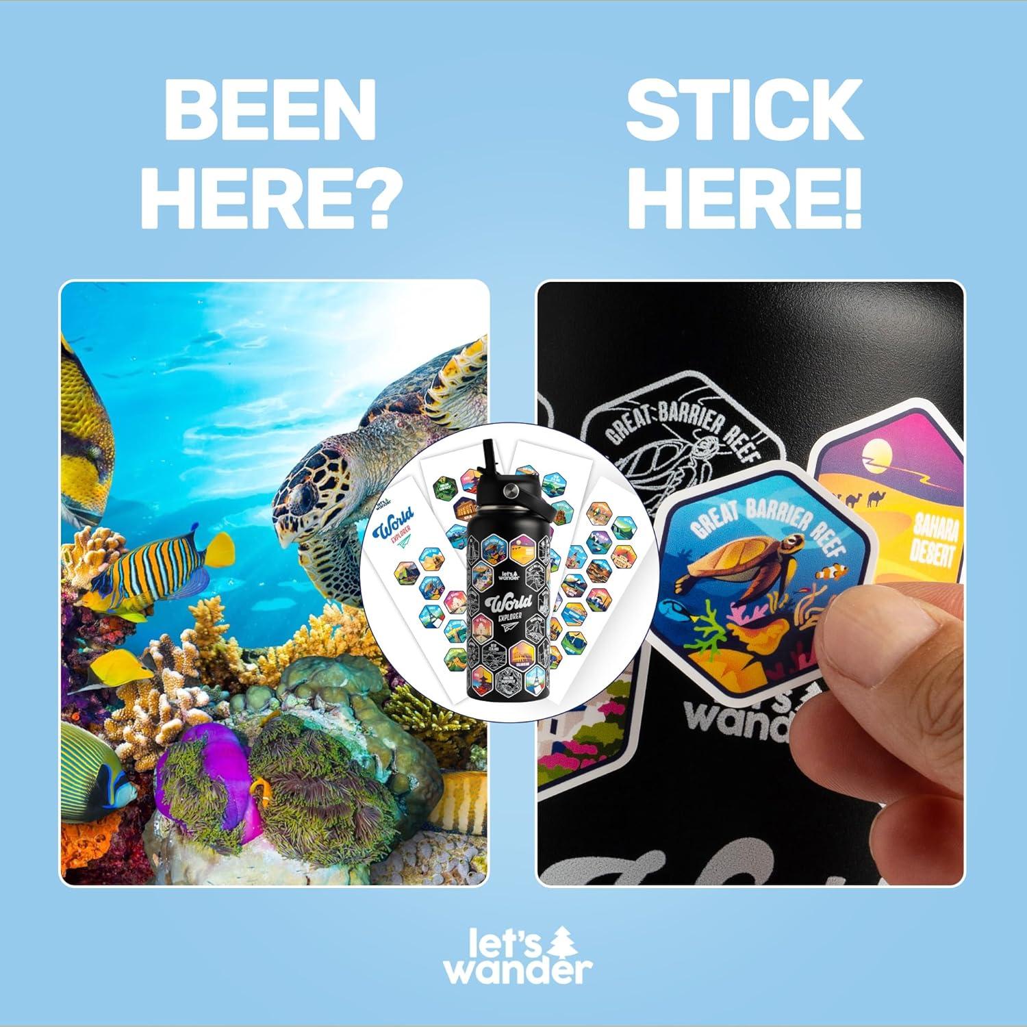 Botella de Agua Let's Wander 0.95L Acero Inoxidable con Calcomanías