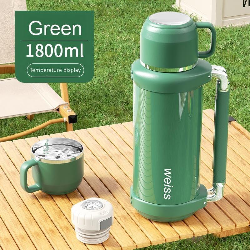 Botella Aislada DEDEYA 1.8L Acero Inoxidable Verde con Taza