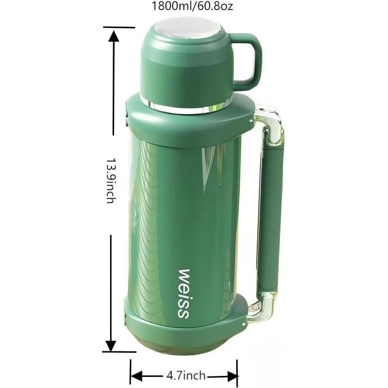 Botella Aislada DEDEYA 1.8L Acero Inoxidable Verde con Taza