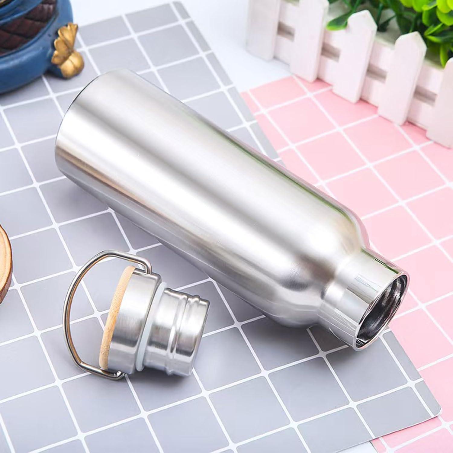 Botella de Agua Aislada FYJHLQZZ 500ml Acero Inoxidable Plateado