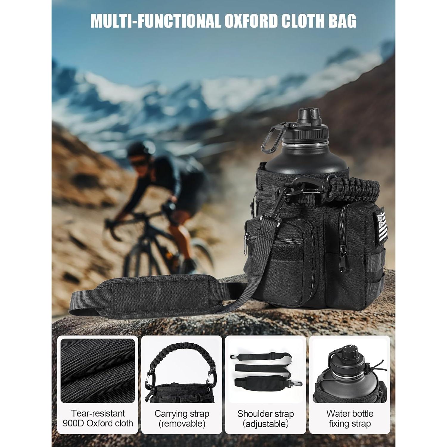 Botella de Agua Táctica Banloga 64 oz Acero Inoxidable Negro