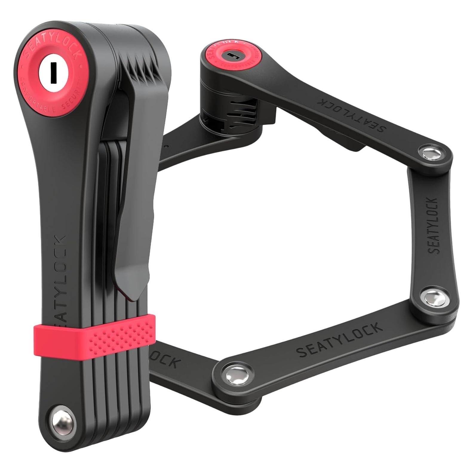 Seatylock FoldyLock Clipster Folding Bike Lock - Wearable Compact Bicycle Lock - Lightweight Smart Bike Security Accessory with Key Set for Bikes E Bikes and Scooters - 29.5"