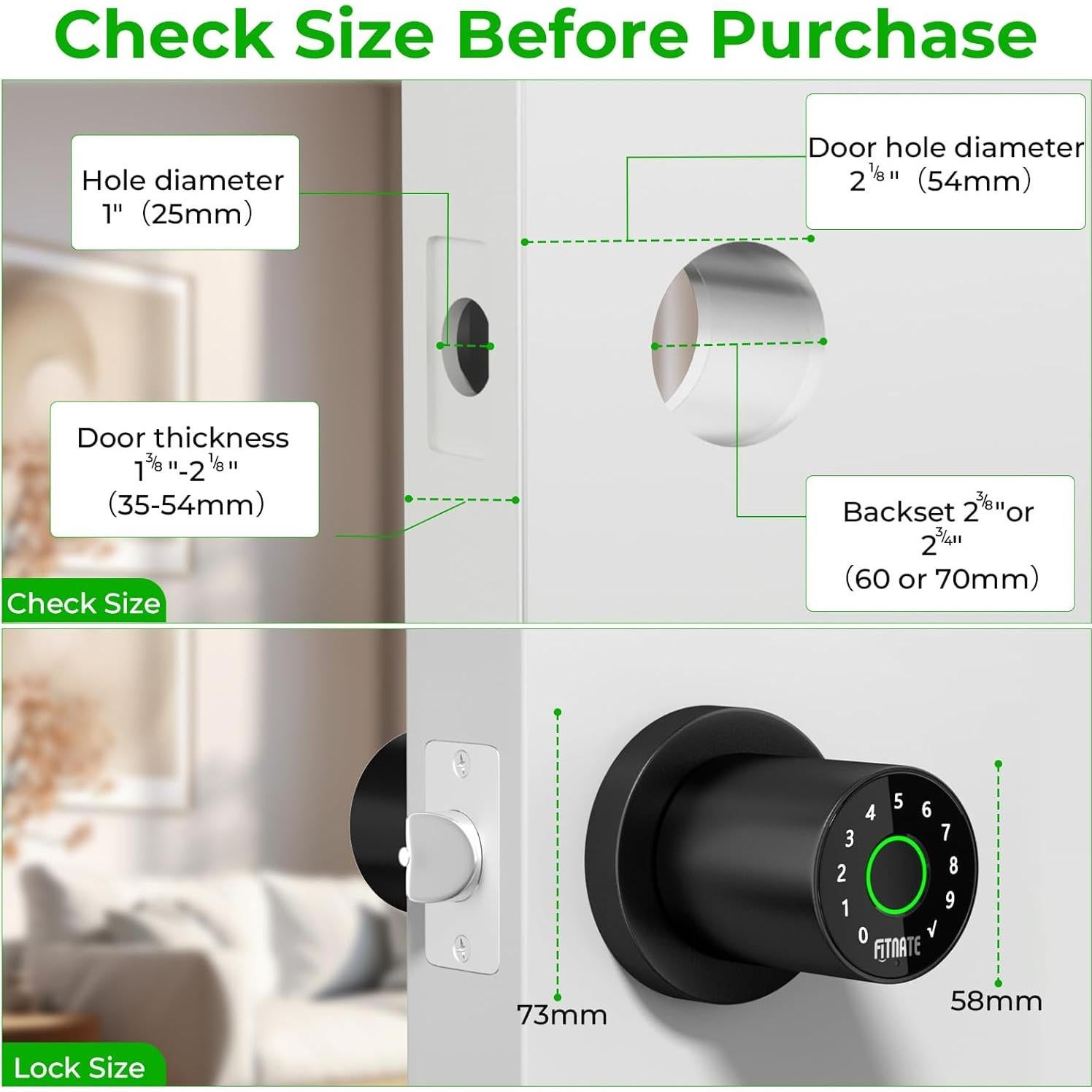 Perilla de Puerta Inteligente FITNATE con Huella Dactilar y App