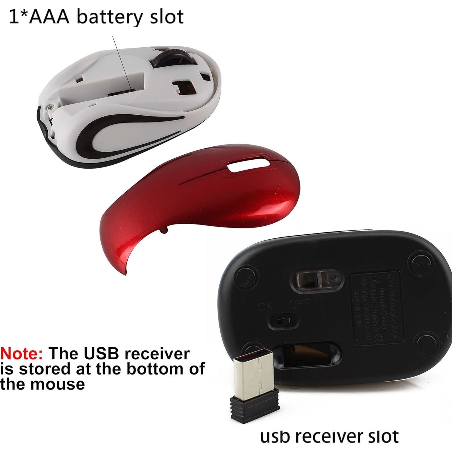 Mini Ratón Inalámbrico Genérico Rojo 1000 DPI Portátil