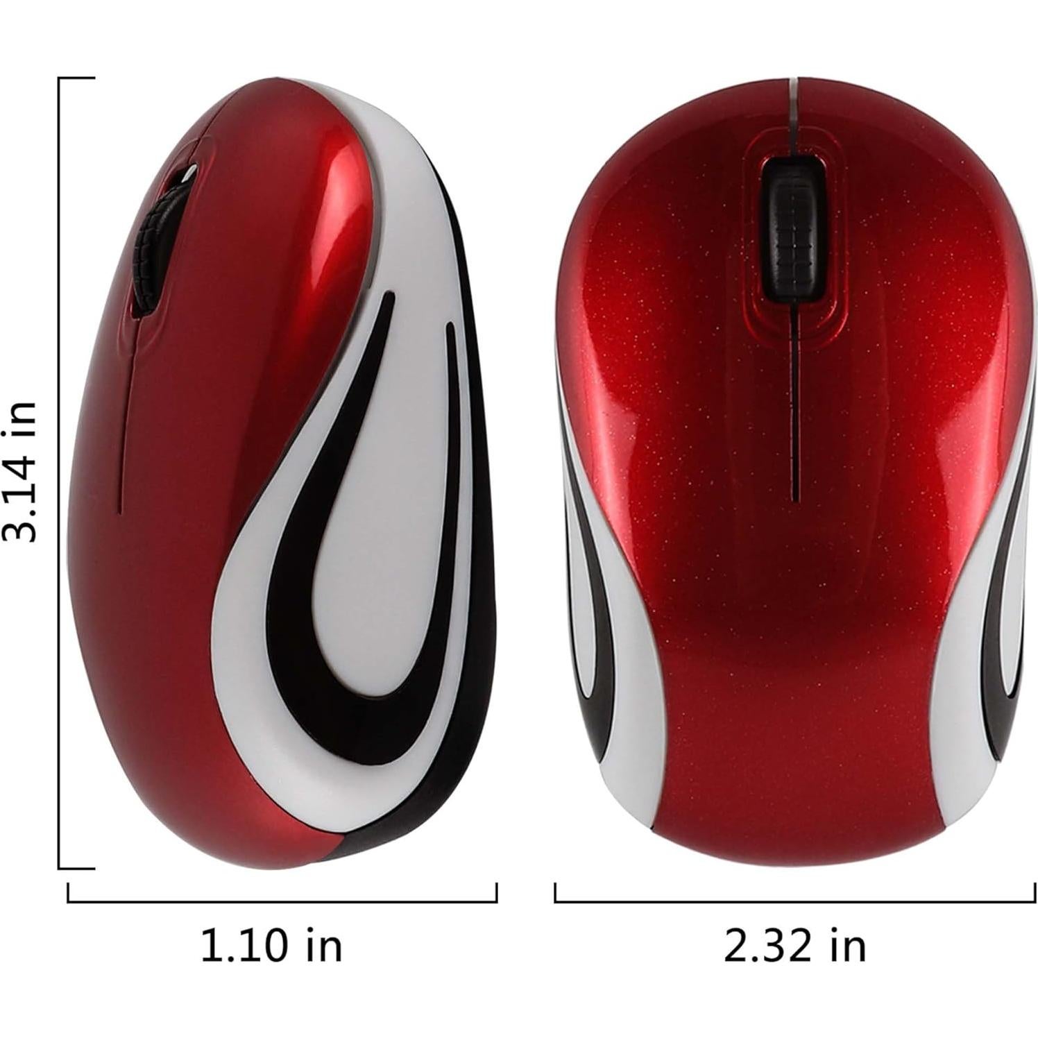 Mini Ratón Inalámbrico Genérico Rojo 1000 DPI Portátil