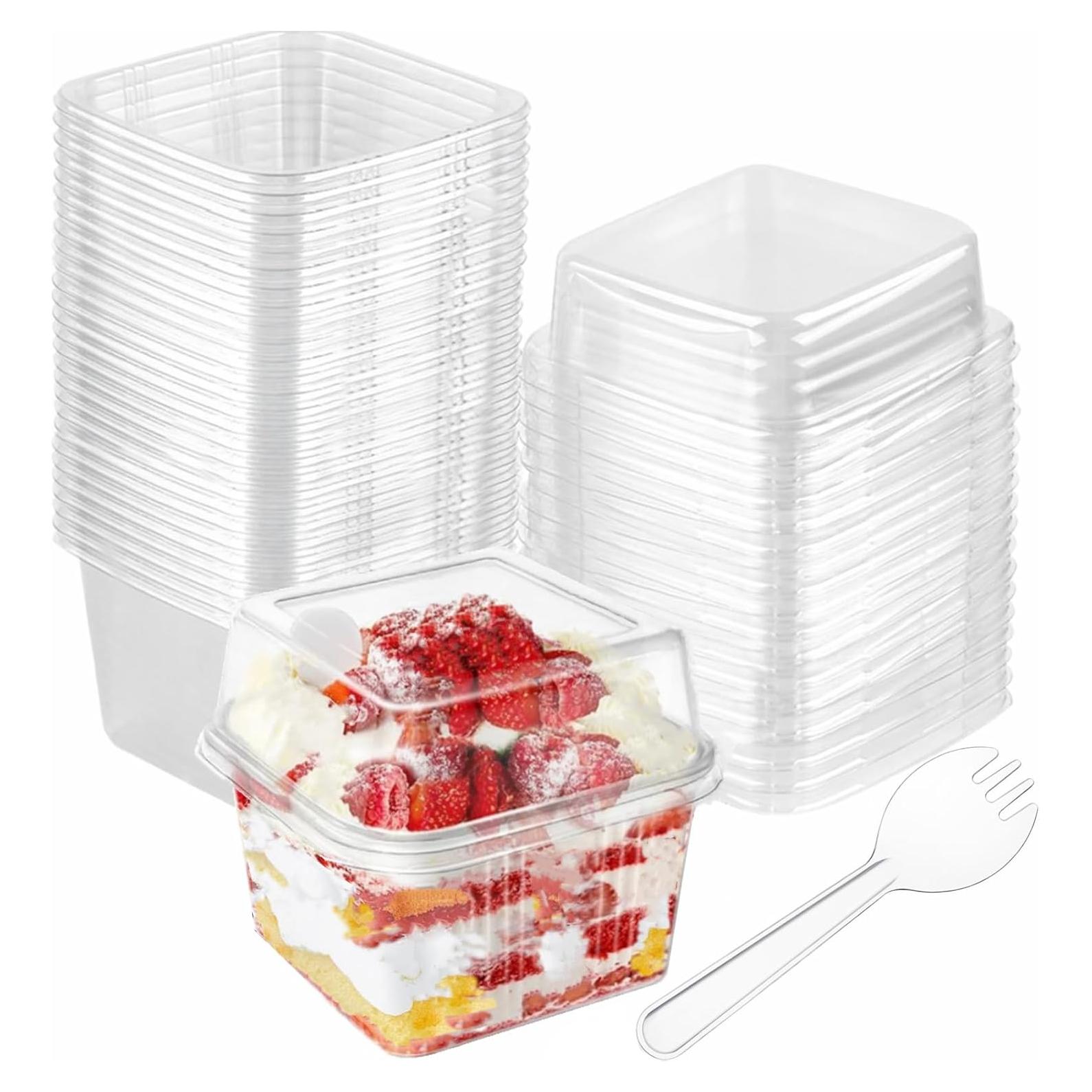 Copas de Postre Reutilizables Wnqou 240ml Cuadradas 50Pcs