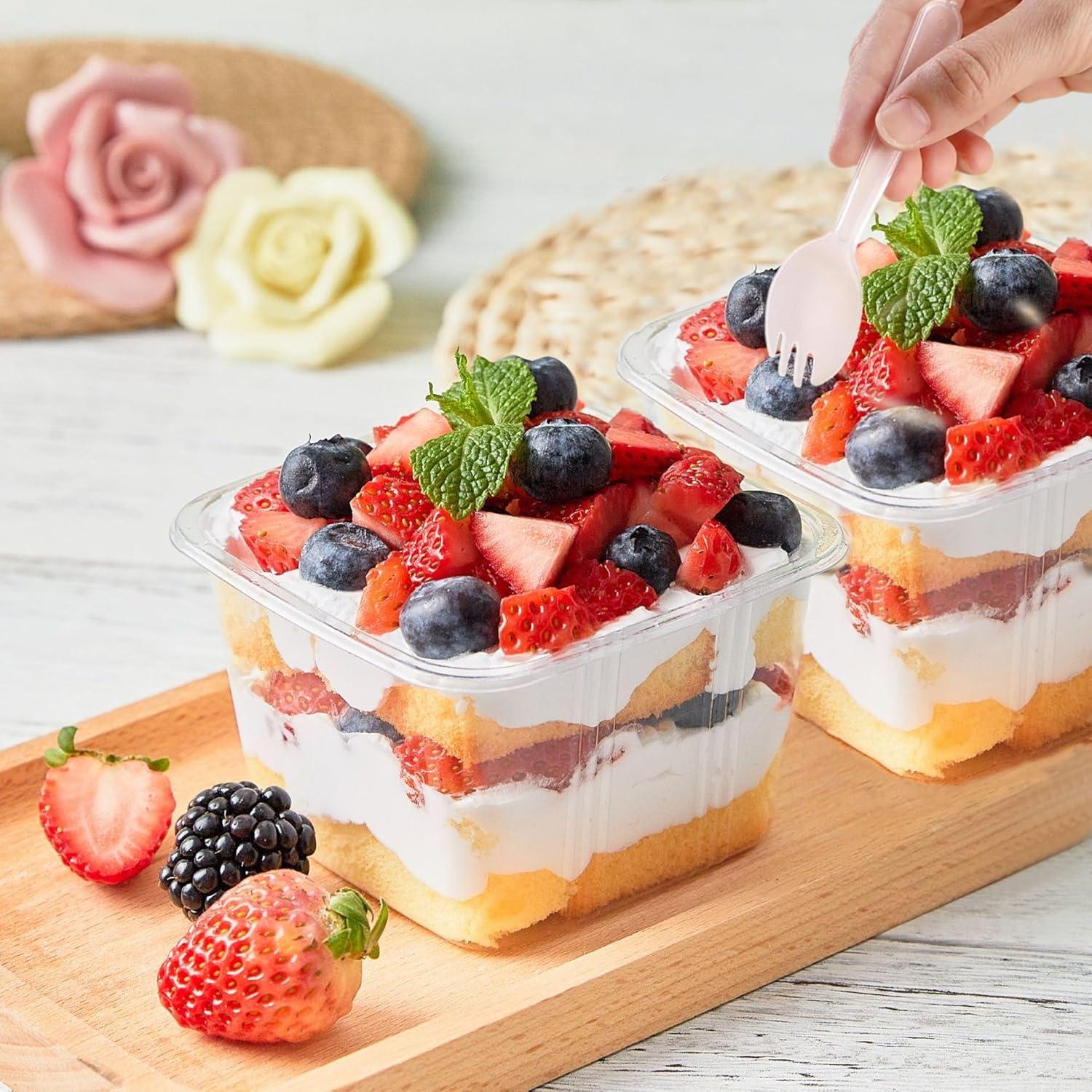 Copas de Postre Reutilizables Wnqou 240ml Cuadradas 50Pcs