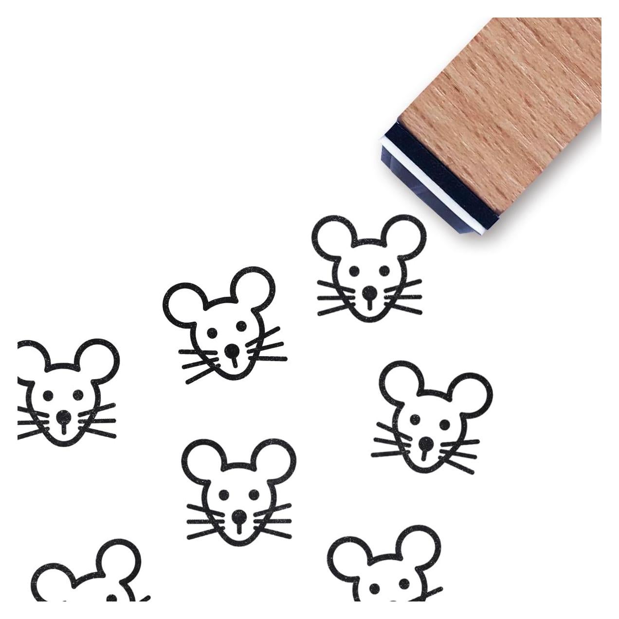 Sello de goma mini cara de ratón GUVSPTI 15 mm para manualidades