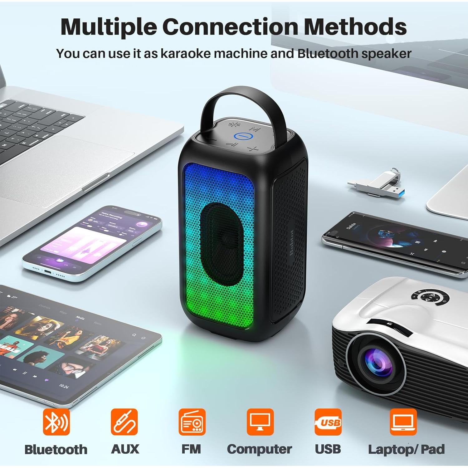 Altavoz Bluetooth Portátil Bobtot 40W con Micrófono Inalámbrico