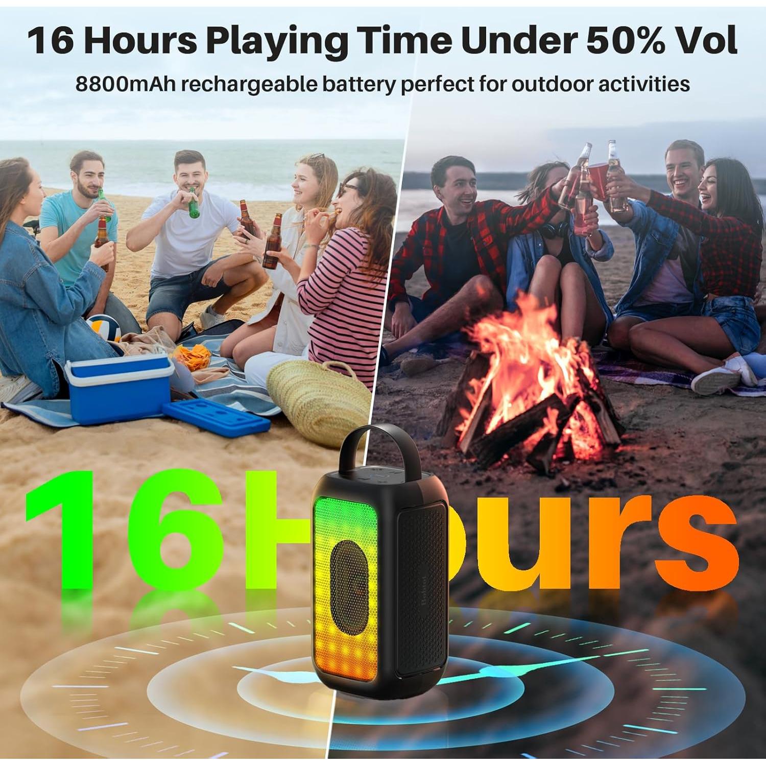 Altavoz Bluetooth Portátil Bobtot 40W con Micrófono Inalámbrico