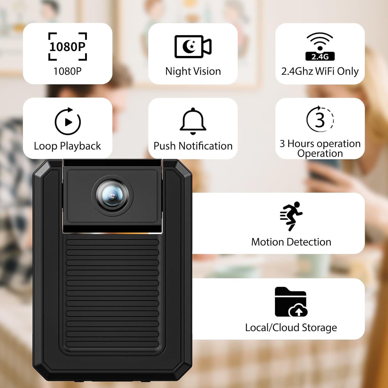 Mini Cámara Inalámbrica WiFi LMQPT S12 con Visión Nocturna