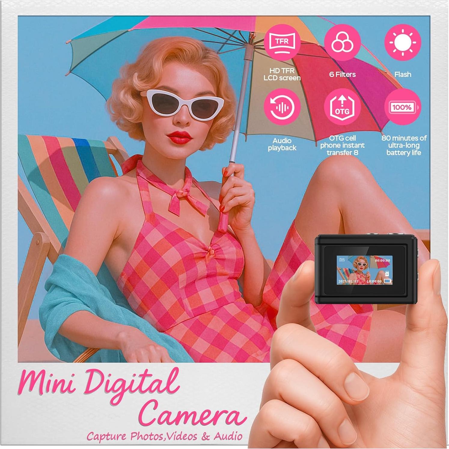 Mini Cámara Digital Dienspeak DC23 1080P con Tarjeta 64GB