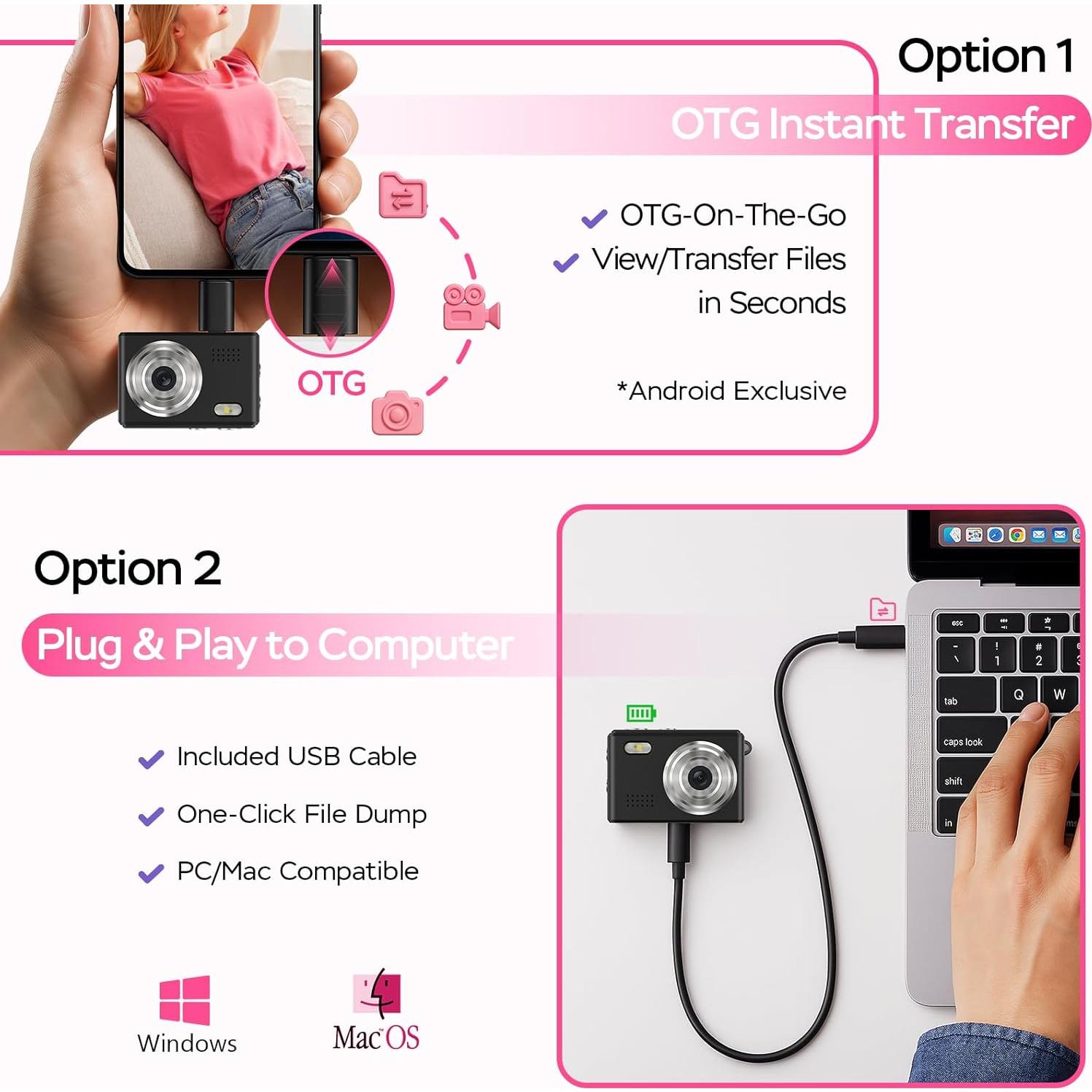 Mini Cámara Digital Dienspeak DC23 1080P con Tarjeta 64GB