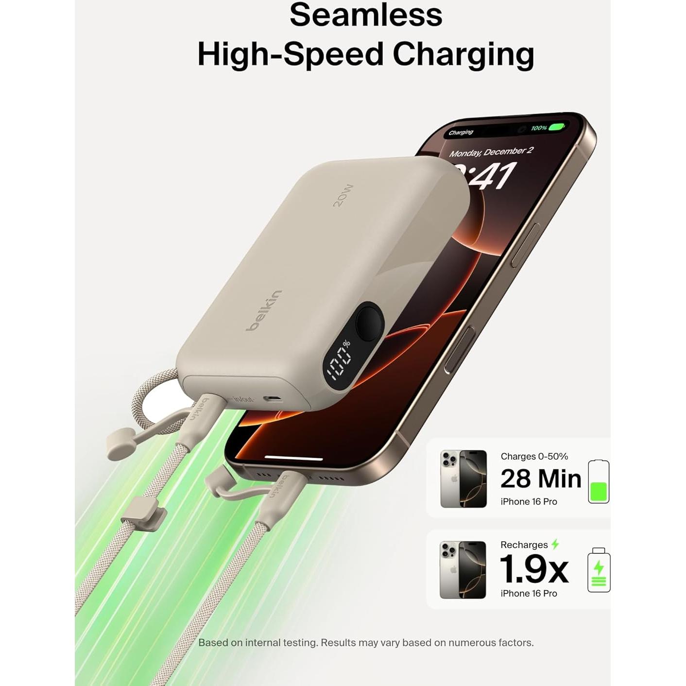 Cargador Portátil Belkin 10,000mAh USB-C 20W Pantalla Digital