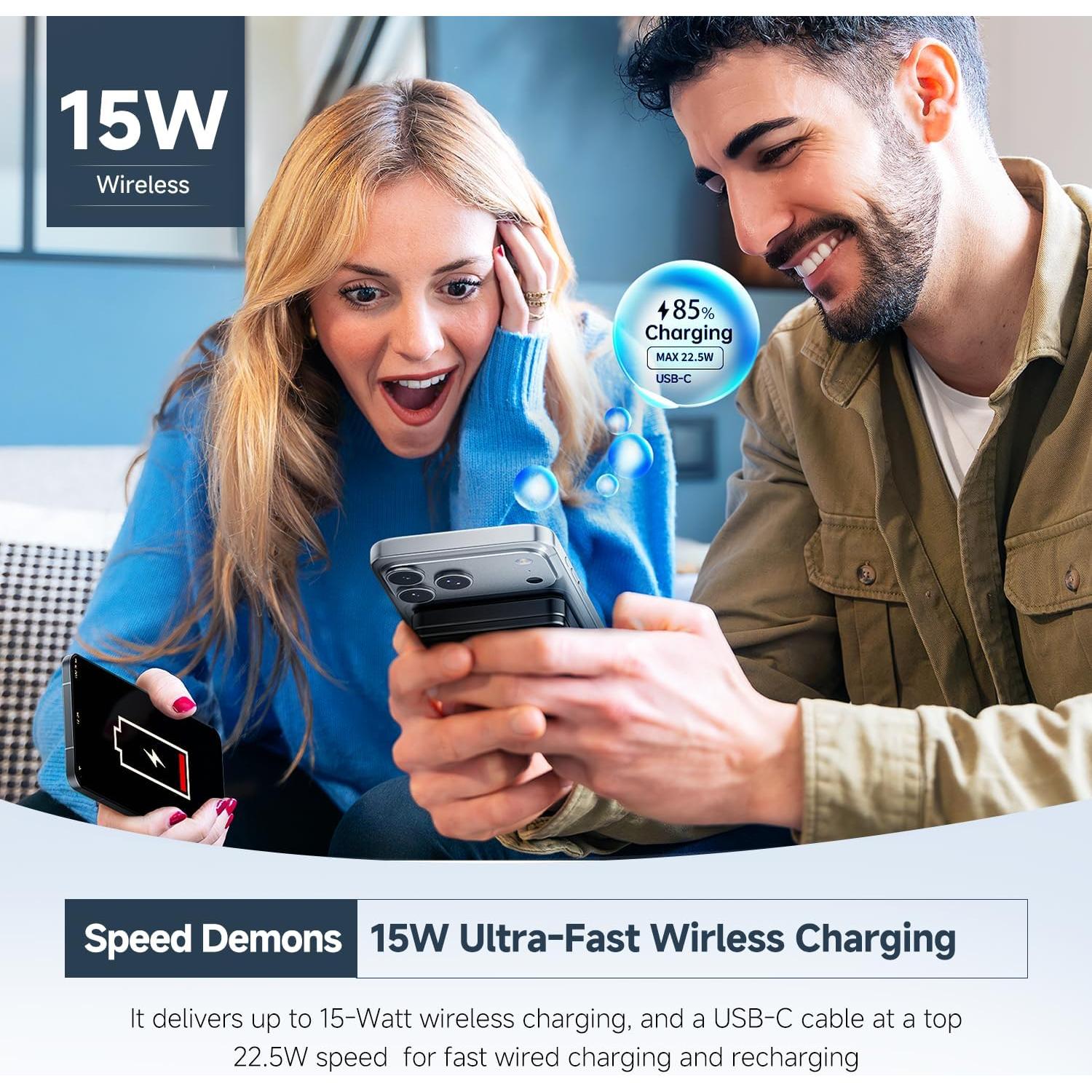 Cargador portátil JuiceGogo MagSafe 10000mAh 15W Qi2 Negro