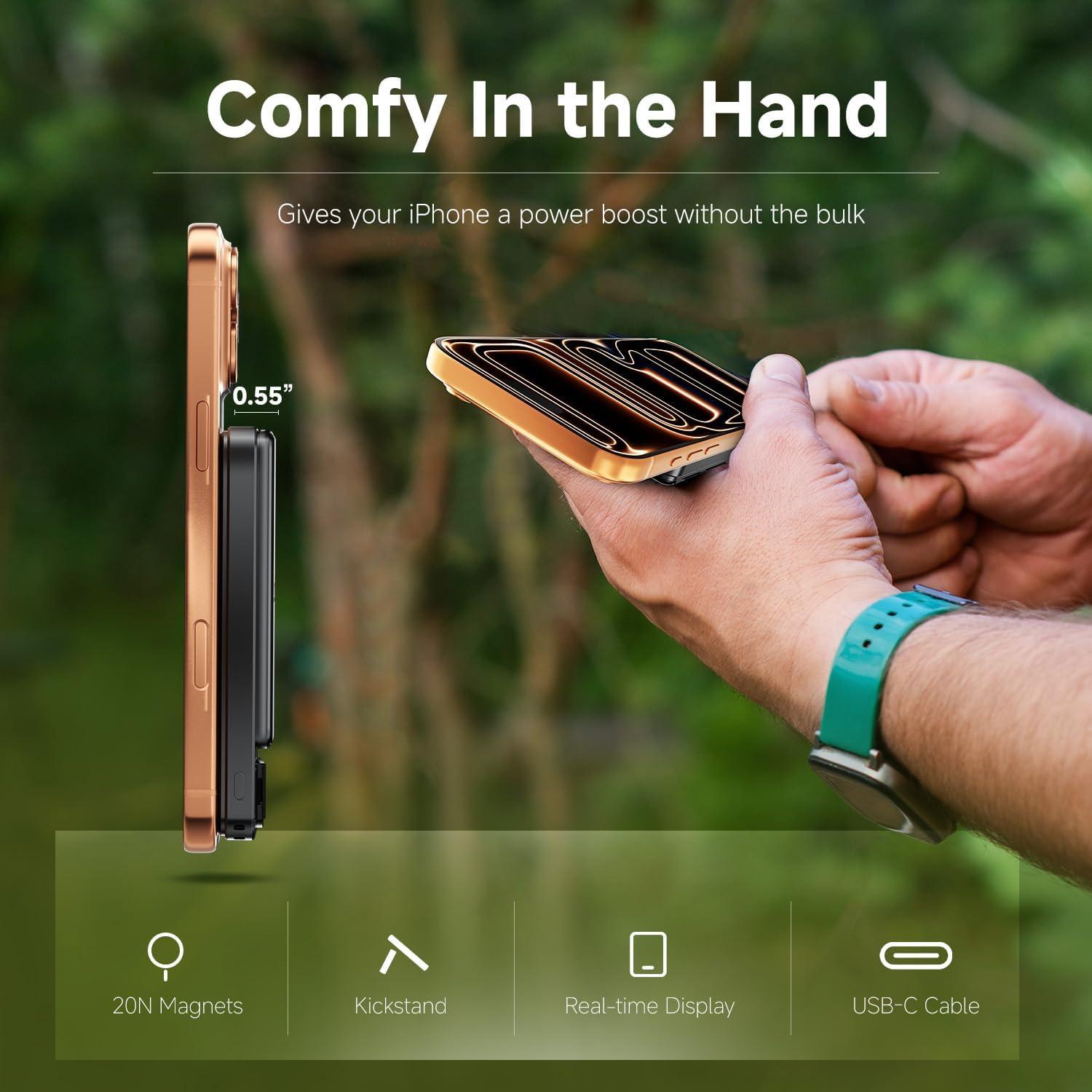 Cargador portátil JuiceGogo MagSafe 10000mAh 15W Qi2 Negro