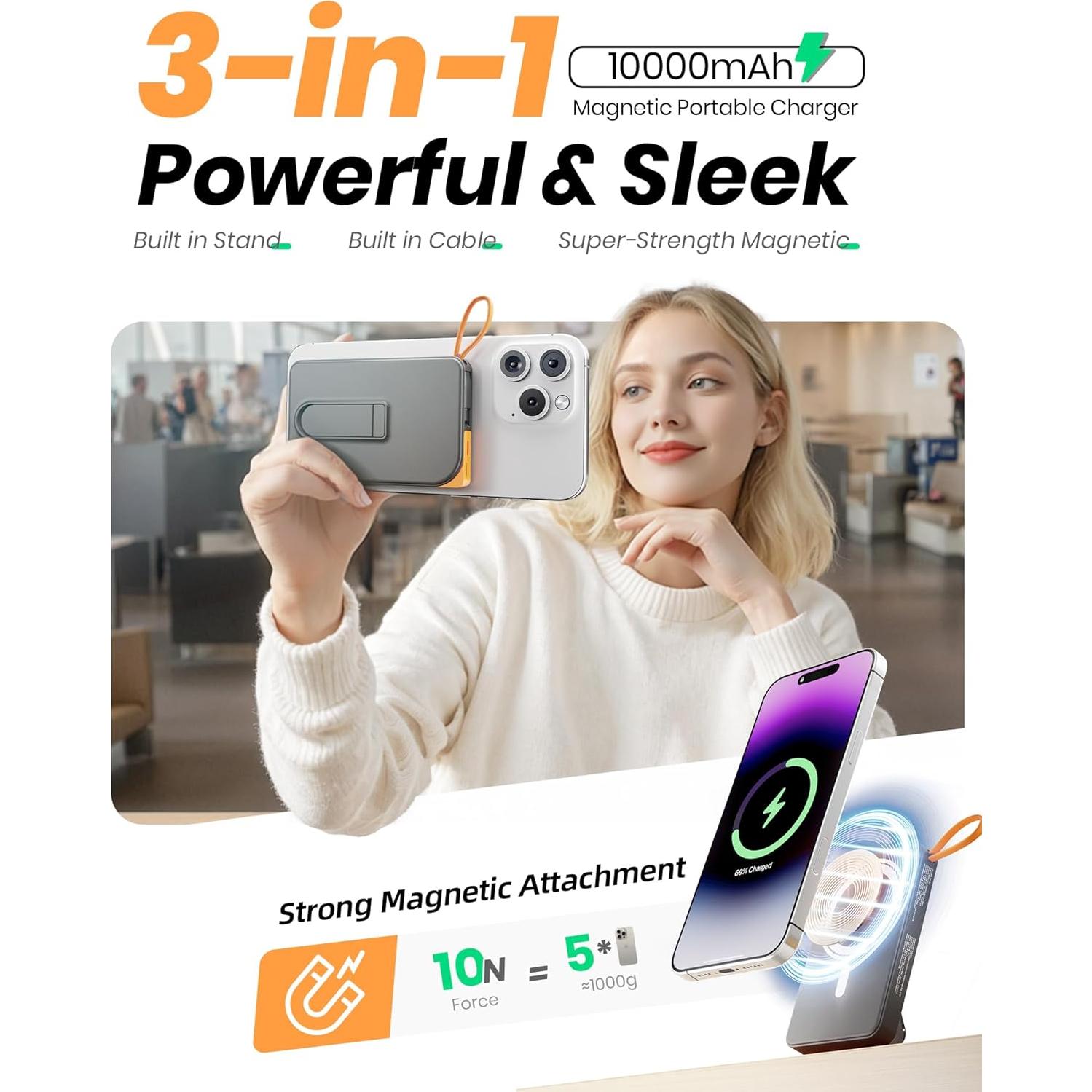 Cargador Portátil MagSafe 10000mAh Ntaanoo 22.5W Rápido