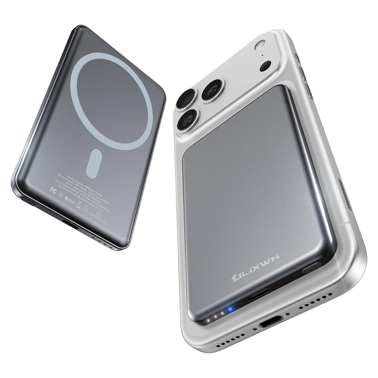 Cargador Portátil Magsafe ULiXWH 5000mAh Carga Rápida Gris