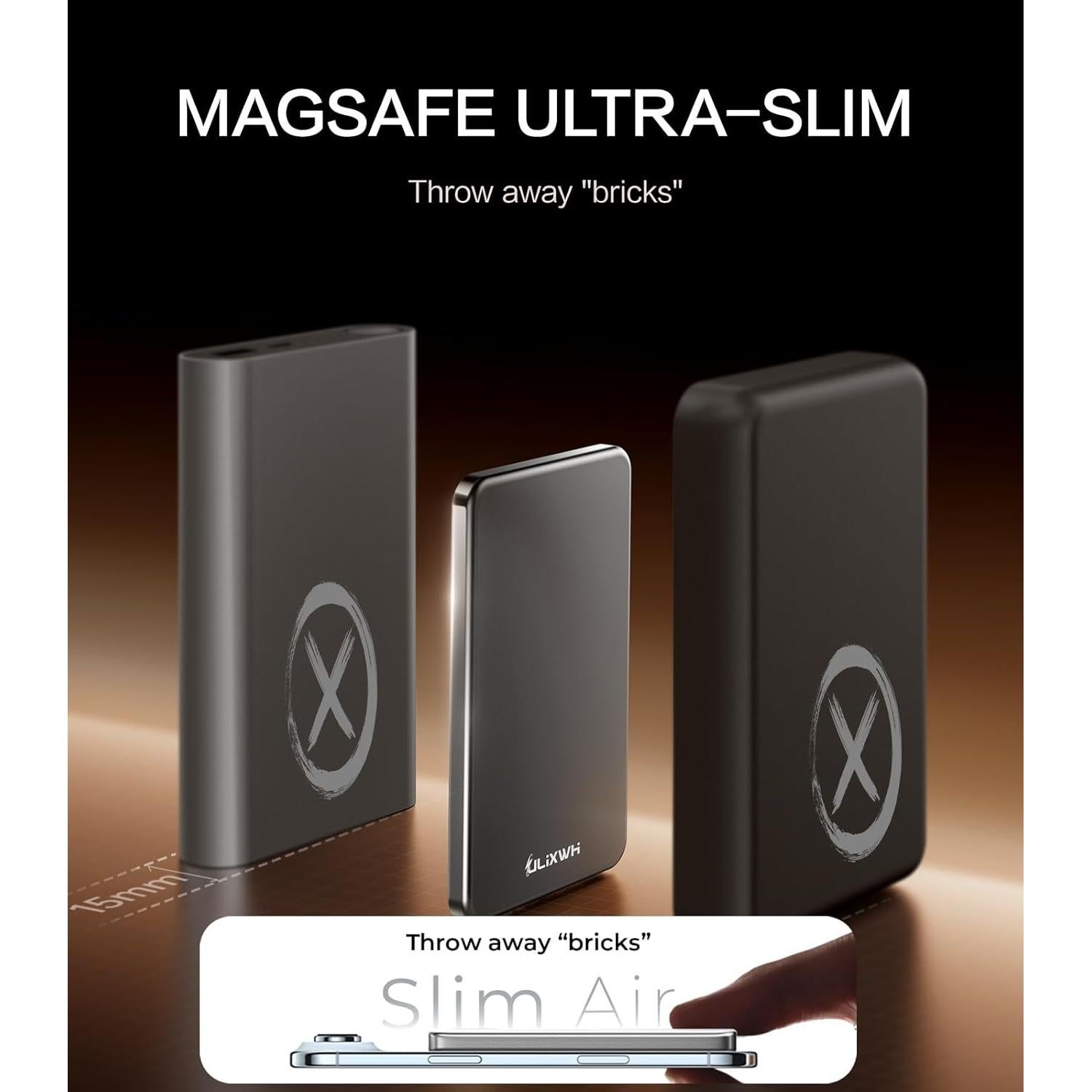 Cargador Portátil Magsafe ULiXWH 5000mAh Carga Rápida Gris