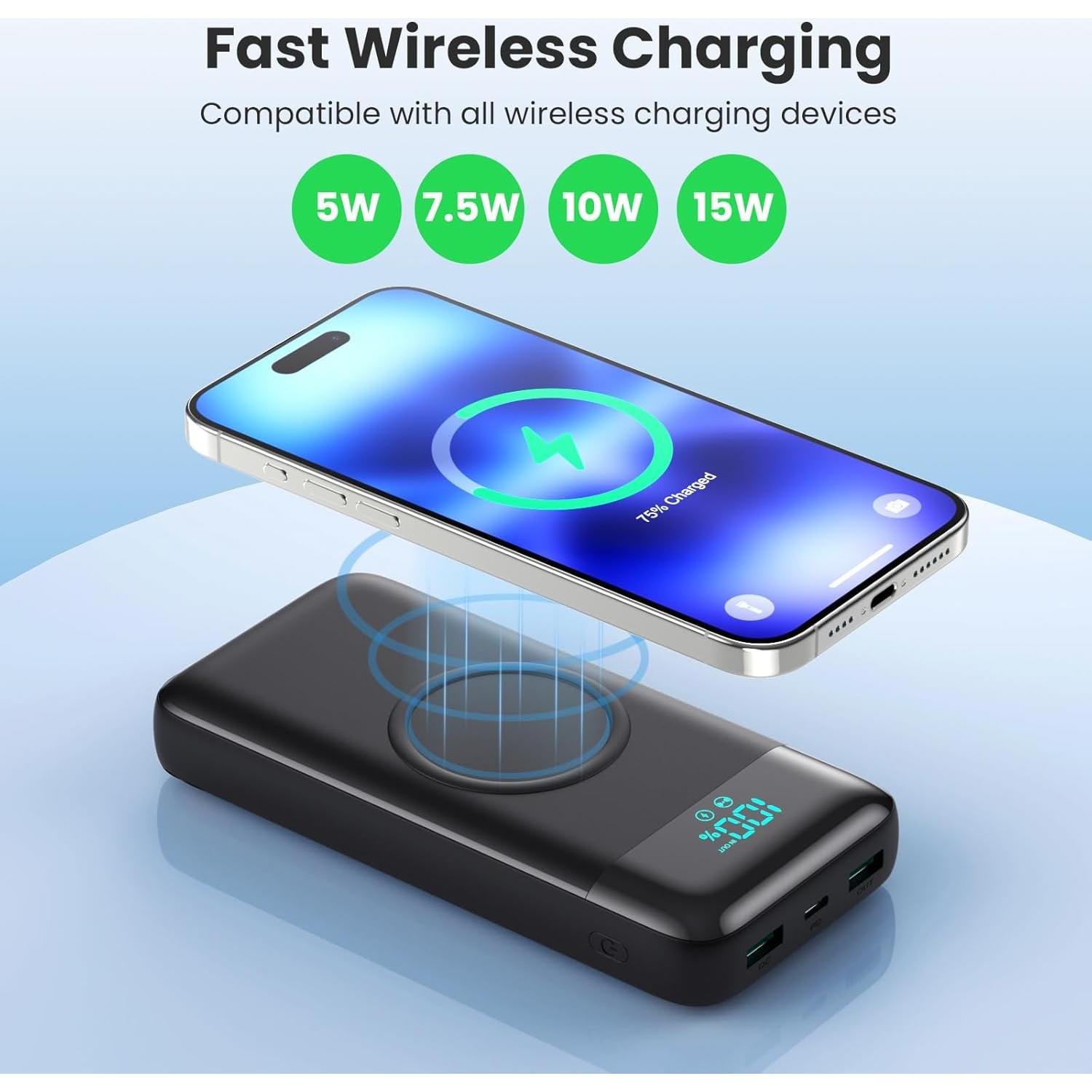 Cargador Portátil Inalámbrico FOCHEW 40,800mAh 15W USB-C