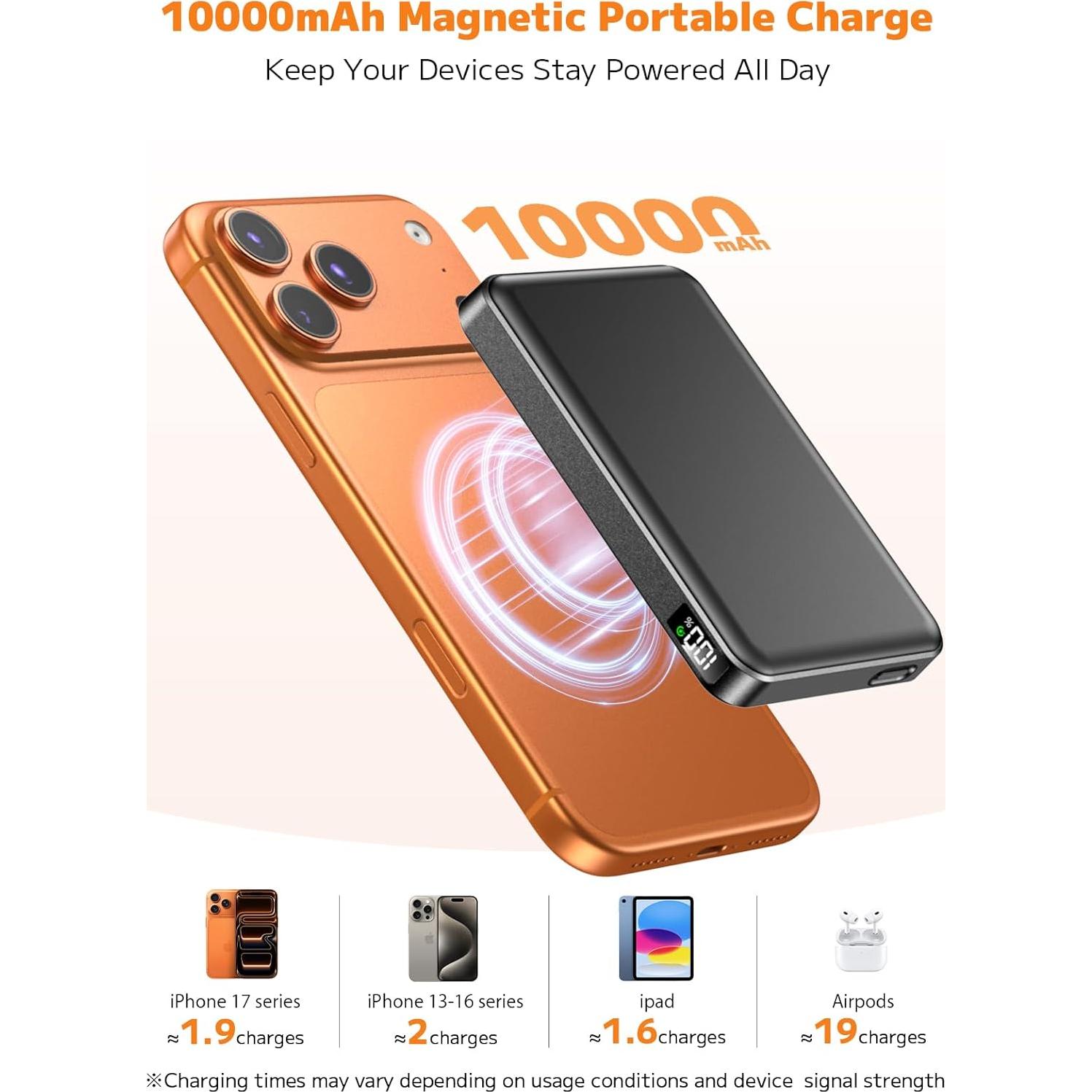 Cargador portátil MagSafe 10000mAh inalámbrico 20W LED