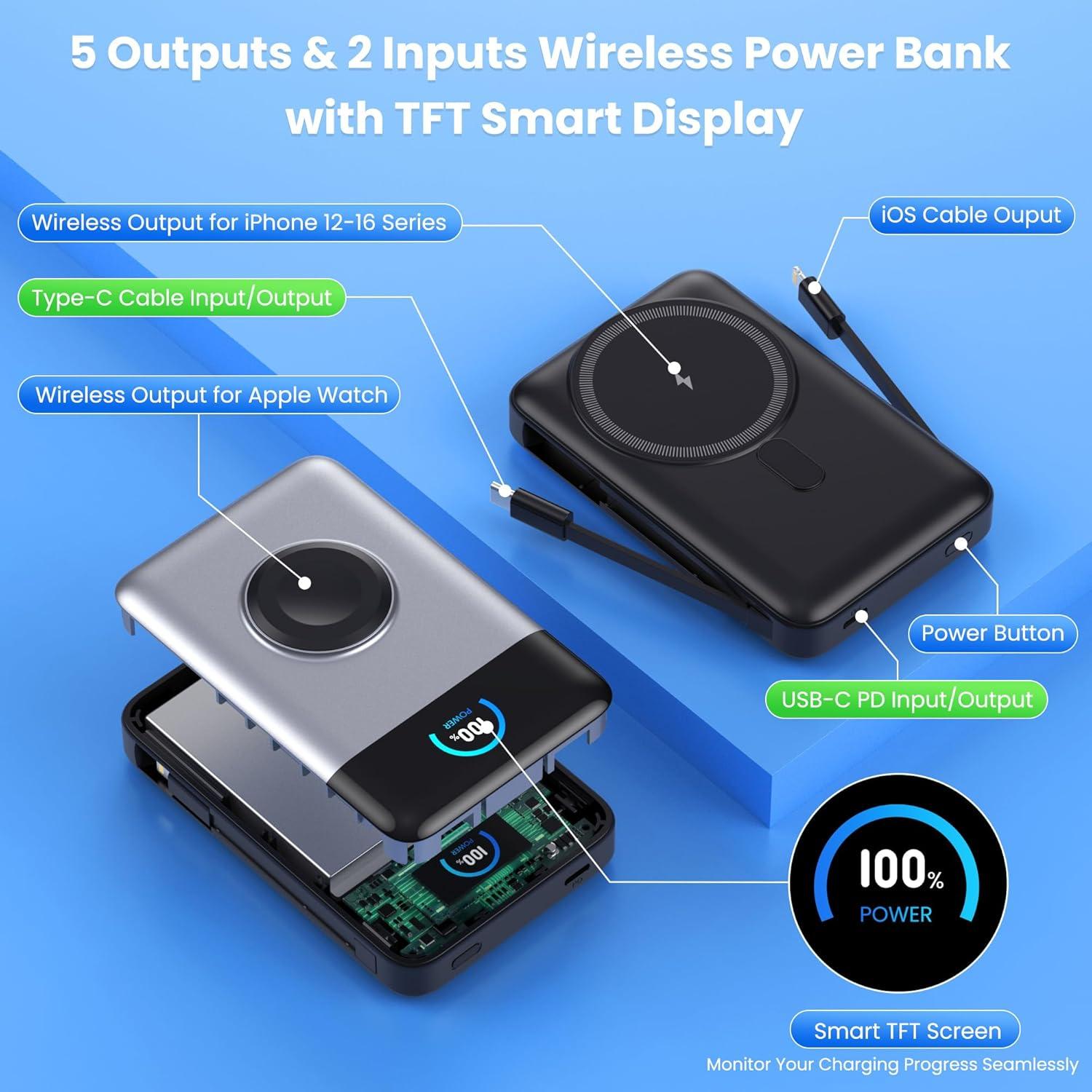 Cargador Portátil Magnético 10800mAh para iPhone y Apple Watch