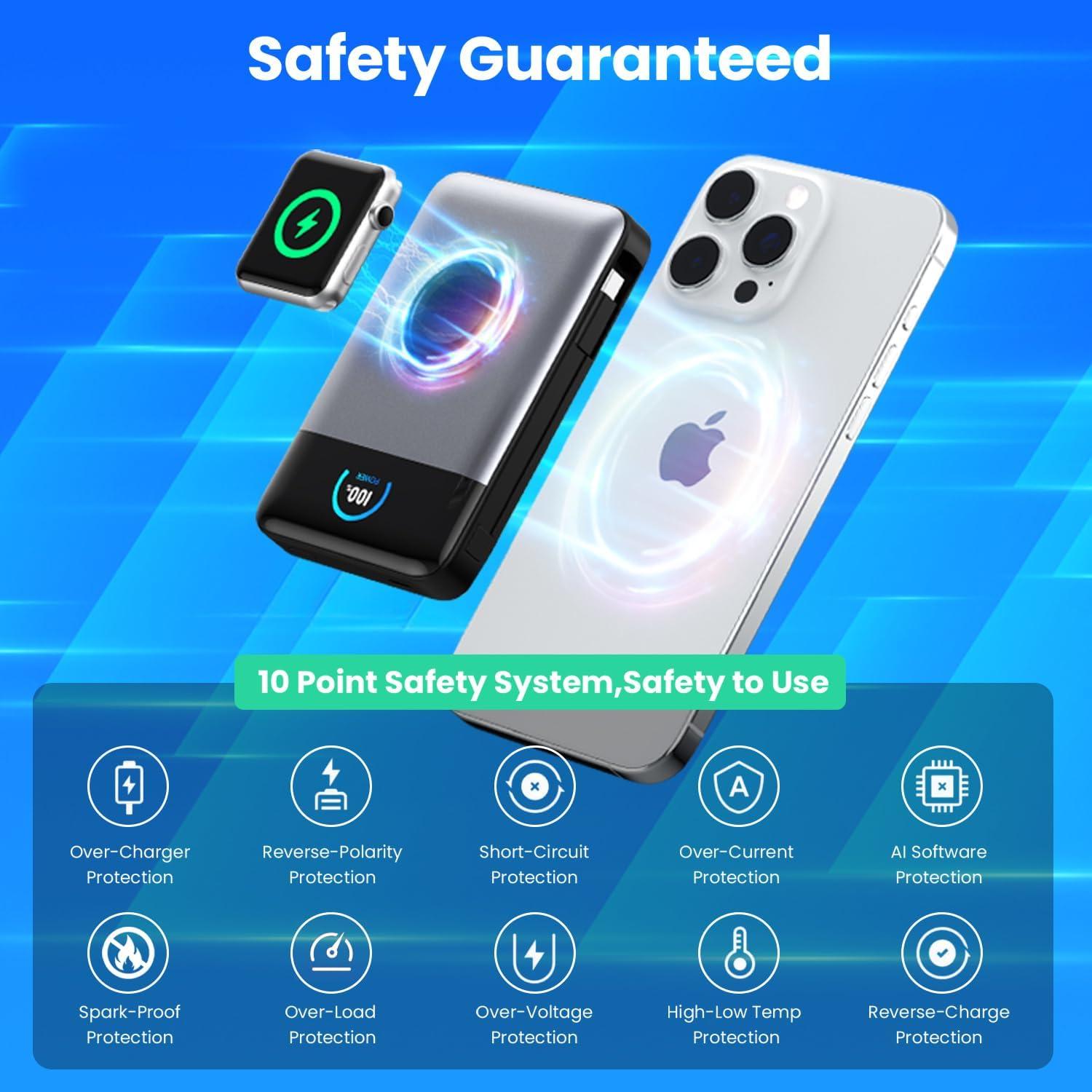 Cargador Portátil Magnético 10800mAh para iPhone y Apple Watch