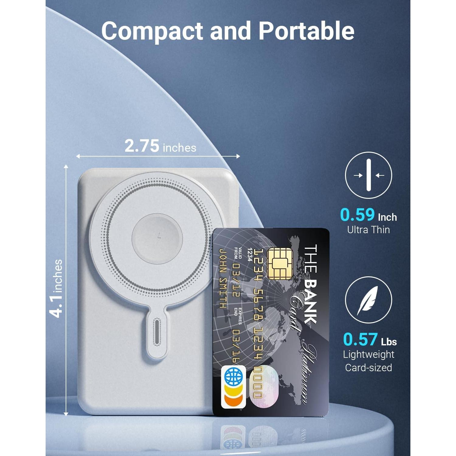 Banco de Poder Magnético 10000mAh eazpower Carga Rápida PD 20W