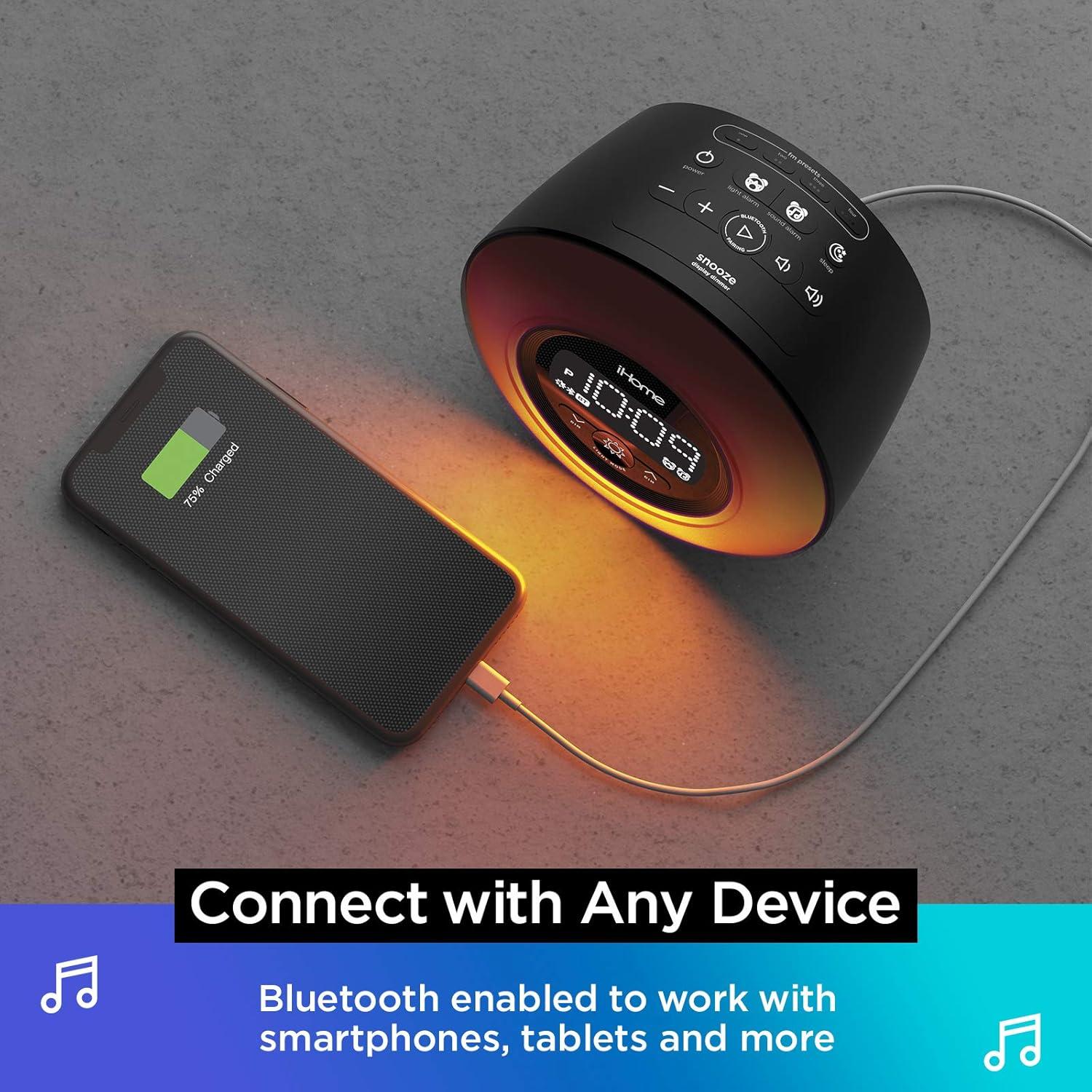 Reloj Despertador Bluetooth iHome PowerClock Glow con Cargador USB