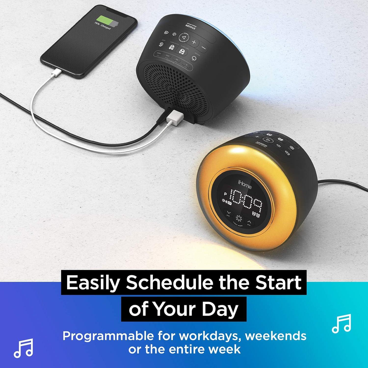 Reloj Despertador Bluetooth iHome PowerClock Glow con Cargador USB