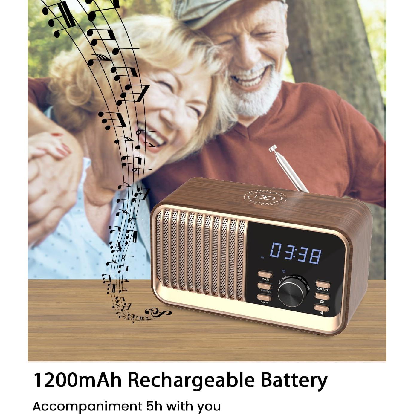 Reloj Despertador MONODEAL WD700 Retro con Bluetooth y Carga Inalámbrica