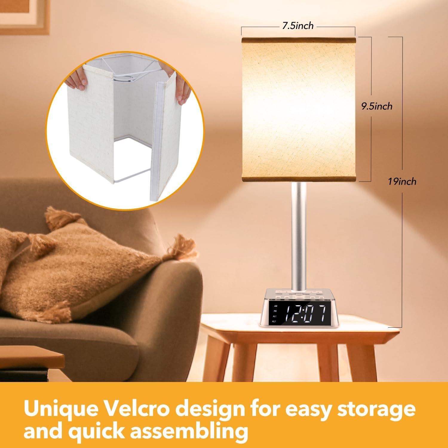 Lámpara de Mesa Yostyle 3 en 1 con Carga USB y Reloj