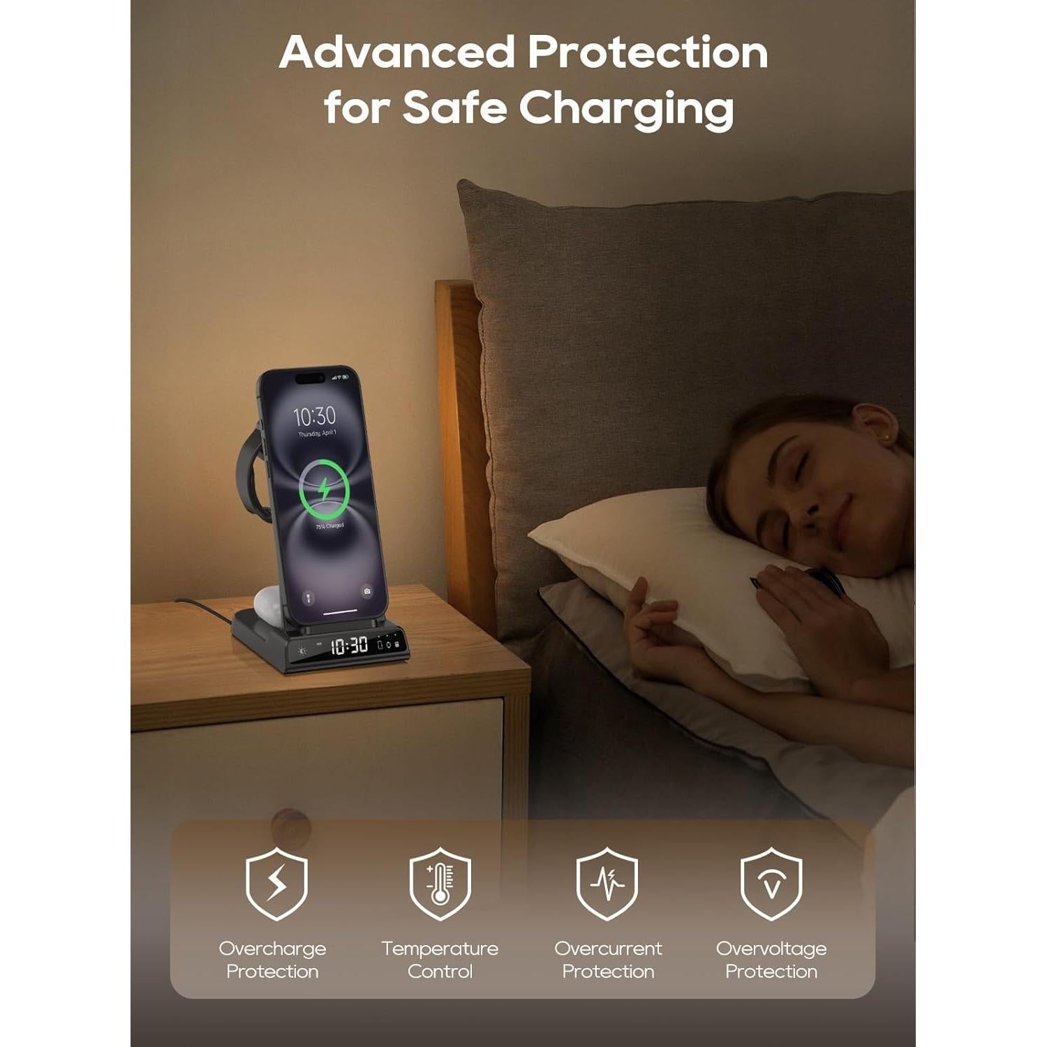 Cargador Inalámbrico 3 en 1 Elecdov para iPhone, iWatch y AirPods