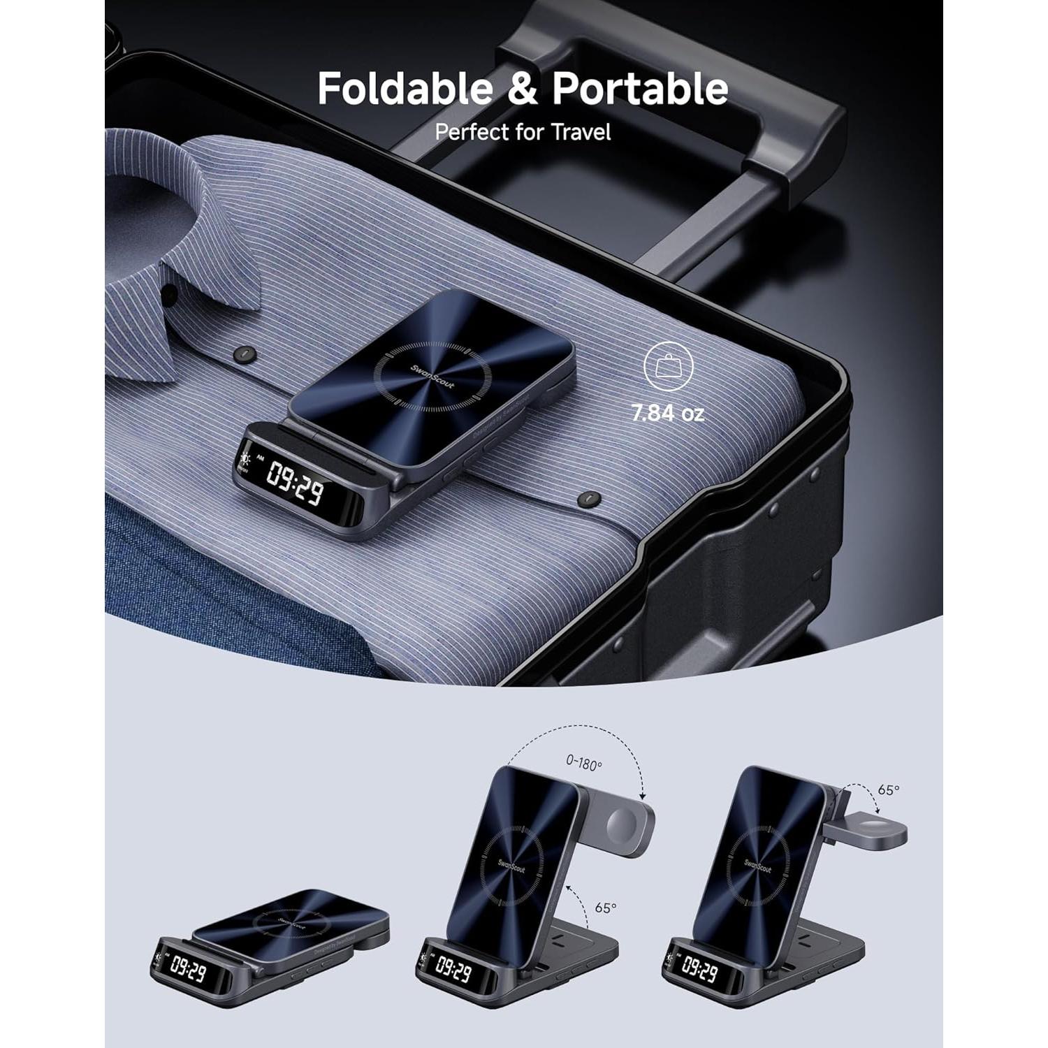 Cargador Inalámbrico 3 en 1 SwanScout para iPhone y Apple Watch