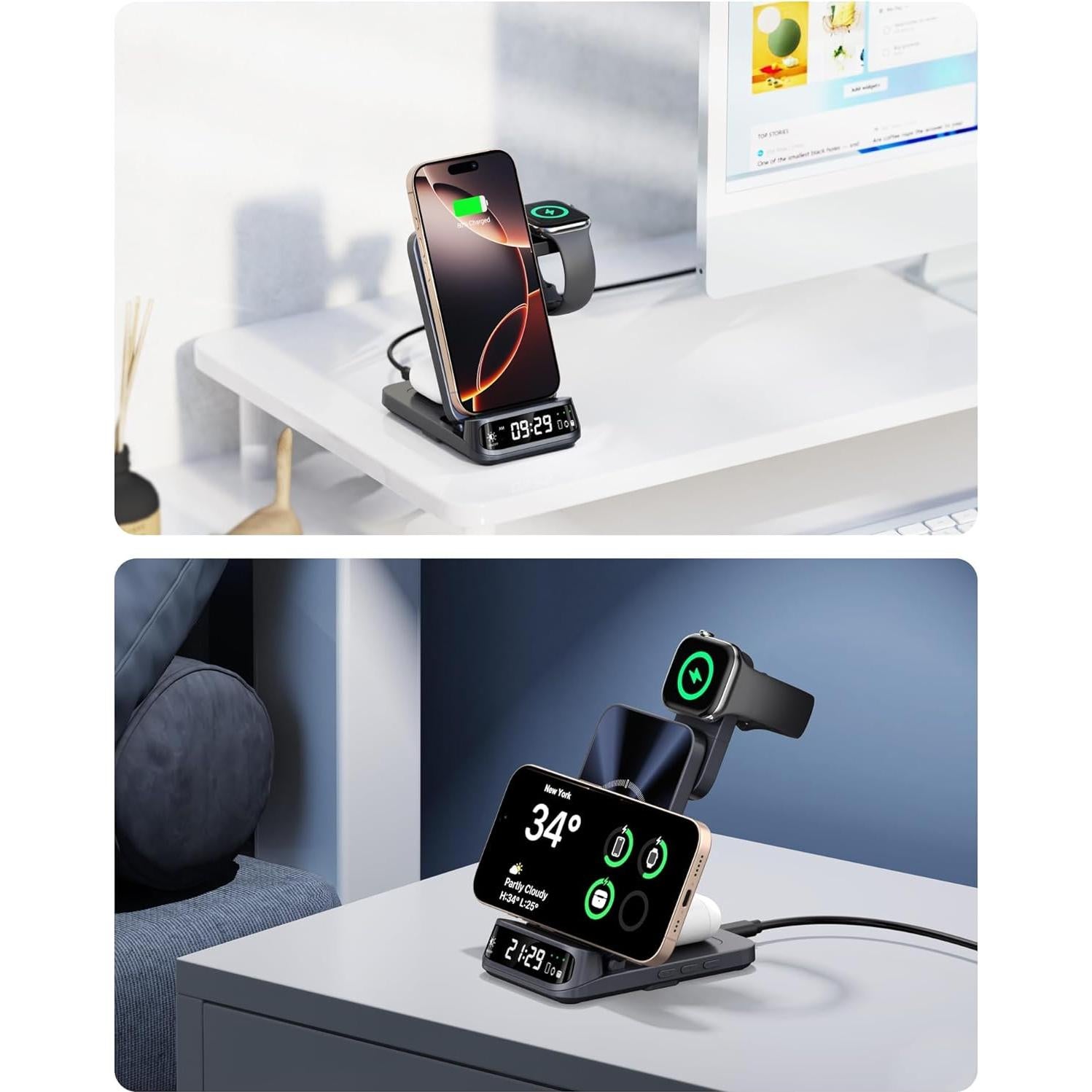 Cargador Inalámbrico 3 en 1 SwanScout para iPhone y Apple Watch