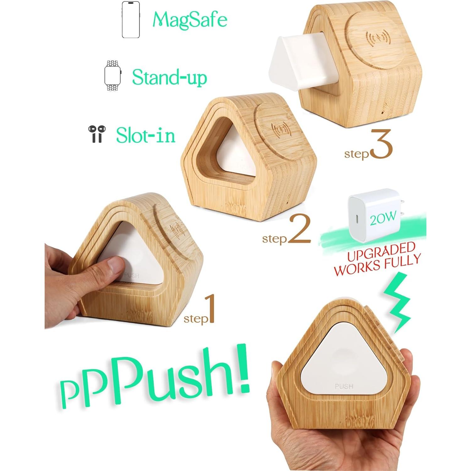 Estación de Carga Inalámbrica 3-en-1 DYEWEAVE de Bambú